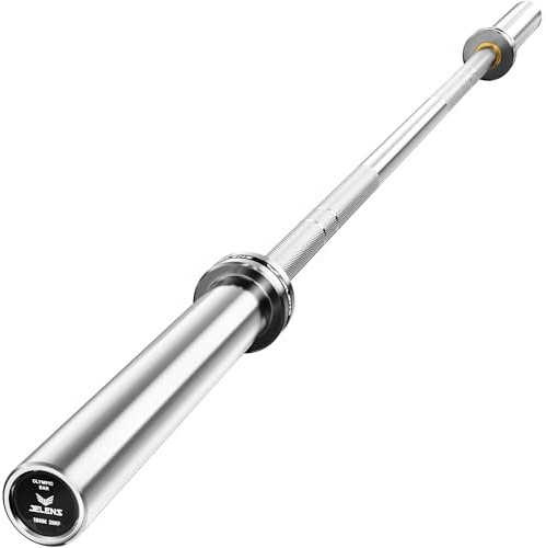 JELENS 7FT Bar Olympic Barbell, 1000lb Capacity Weight Bar for Strength Training, 2 Inch Strength Training Bar With Knurled Grip for Squats, Deadlifts, Presses, Rows, Curls (Silver, 7FT Olympic Barbell)