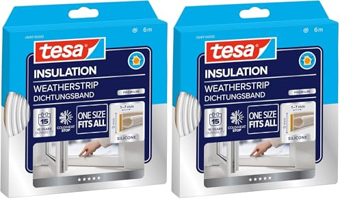 tesamoll Premium Flexible - Nastro Sigillante per l'Isolamento di Porte e Finestre - Trasparente - 6 m x 9 mm x 7 mm (Confezione da 2)