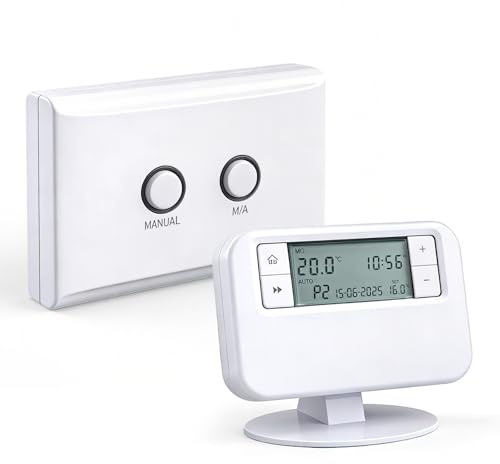 Wireless Programmable Thermostat, Save 10-15% Energy & Wireless Flexibility, Support Temperature Programming, Smart Heating Management, and Promotes Energy Savings.