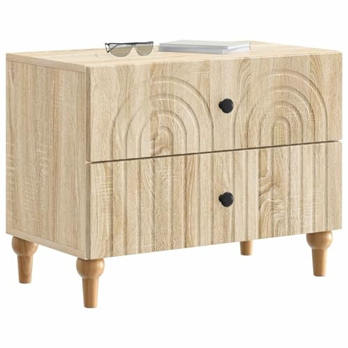 vidaXL Nachttisch Sonoma-Eiche 62 x 34,5 x 48 cm Holzwerkstoff, Moderner Wohnbereich, praktische Schlafzimmeraufbewahrung, platzsparender Nachttisch, gestreifter Schrank, rechteckiger Tisch