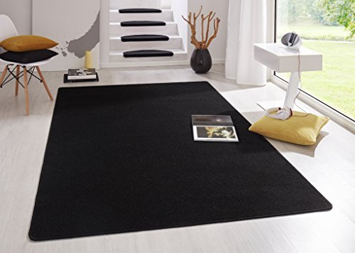 Hanse Home Indoor Teppich Fancy – Wohnzimmerteppich einfarbig Modern Velours Teppich für Esszimmer, Wohnzimmer, Kinderzimmer, Flur, Schlafzimmer, Küche – Schwarz, 200x280cm