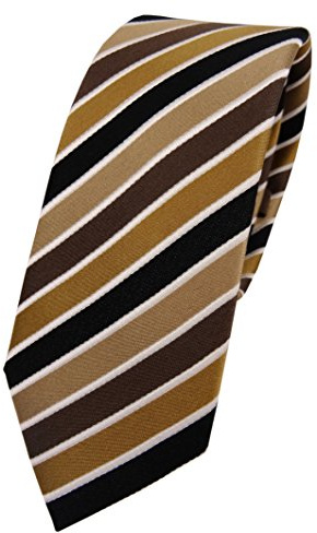 TigerTie schmale Designer Seidenkrawatte in braun beige anthrazit creme gestreift - Krawatte 100% Seide