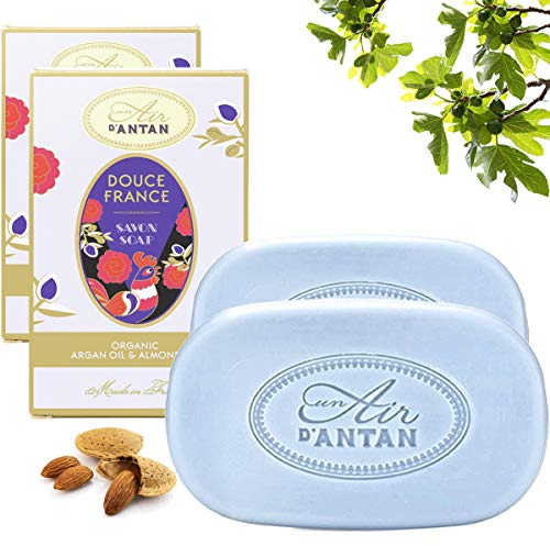 Pack 2x100g Seife DOUCE Un Air d'Antan/Parfüm: Süße Mandel & Feige/bio-Süßmandelöl & Bio Shea Butter/Parabenfreie/Seife BIo/Handseife Stück/Körperseife/Feste Seife/Beauty Produkte/Duftseife