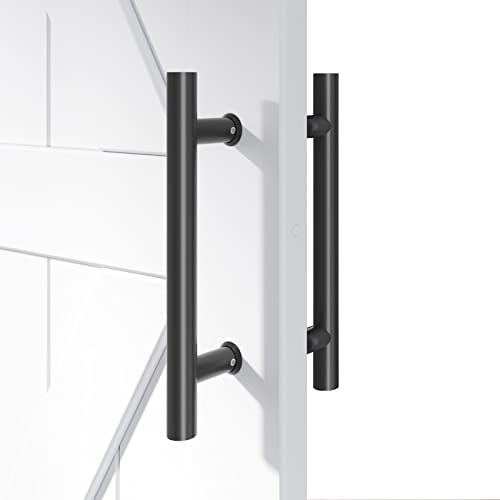 EaseLife 30,5 cm Push-Pull-Türgriff, doppelseitig, H-Form, Schiebetürgriff, mattschwarz, Edelstahl, passend für Glastüren, Holztüren