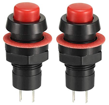 sourcing map 10mm Mounting Hole Red Latching Push Button Switch SPST NO 2pcs