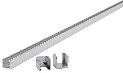MILANO 1400mm Wet Room Shower Enclosure Screen Floor Channel Chrome | Aluminium Construction. For 6-8mm Screens. Contemporary Style. Fixes To Tray Or Floor. Can Be Cut To Size. Includes End Caps.