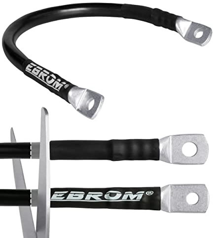 EBROM Batteriekabel Massekabel 70 mm² schwarz, fertig konfektioniert, ab 30cm bis 10m, viele Längen + Ringösen/Kabelschuhe M6/M8/M10/M12 kombinierbar, Ihre Auswahl: 70 mm2, 130 cm Kabelschuh 2 x M10