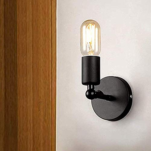 Chao Zan Schwarz Stylische Wandleuchte Wandlampe aus Metall 1-flammig - Zimmerlampe mit beweglichem Lampenschirm Drehgelenk – Leselampe Wohnzimmer – Flur Lampenspot – E27 Fassung mit 60 Watt