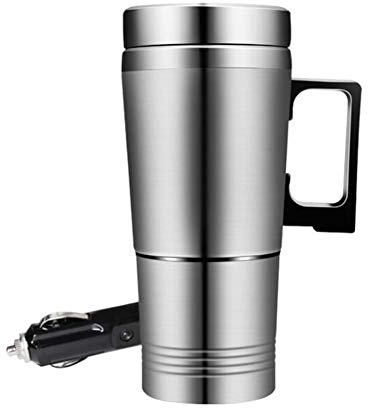 Car Heated Travel Mug, Asduro 12 / 24V Car Electric Kettle, 300ML Stainless Steel Thermo Mug Water Mug, Electric Car Travel Heater Cup Coffee Tea Milk Auto Cup Heated
