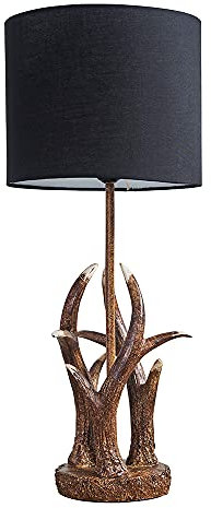 MiniSun | Intertwined Caribou Antler Design Table Lamp with a Black Drum Shade | Table Lamps, Home Décor & Improvement Essential | Includes Bulb [3000K Warm White]