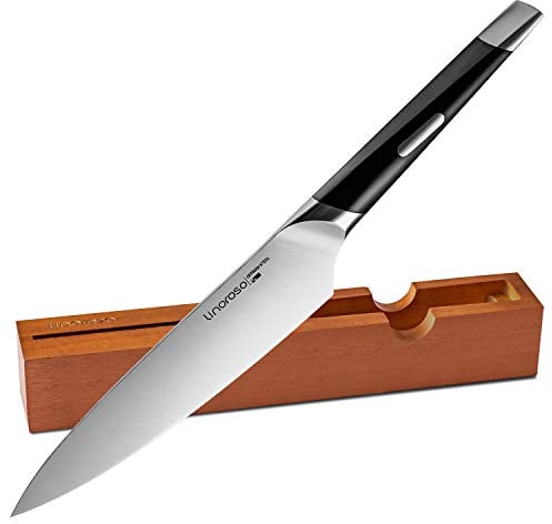 linoroso Chef Knife Kitchen Knife Ultra Sharp Cooking Knife, 7 inch Precision Forged German High-Carbon Stainless Steel Cutting Knife with Exquisite in-Drawer Knife Block- MAKO Series