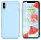 DUEDUE Silicone Case for iPhone X Case for iPhone XS, Ultra Slim Full Body Protection Liquid Silicone Gel Cover Anti-Scratch Shockproof Silicone Case for iPhone X/XS 5.8, Light Blue