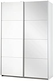 Rauch Möbel Caracas Schrank Kleiderschrank Schwebetürenschrank, Weiß, 2-trg., inkl. Zubehörpaket Premium 2 Kleiderstangen, 6 Einlegeböden, 1 Hakenleiste, 1 Türdämpfer-Set, BxHxT 136x210x62 cm