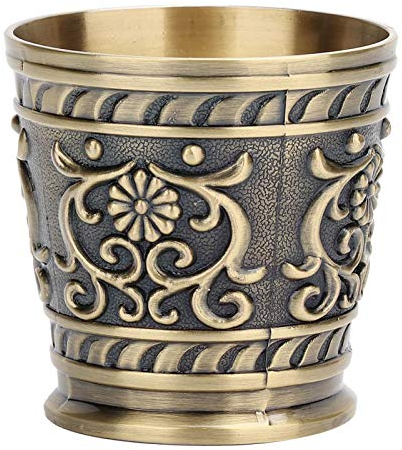 Laiton Royal Calice Tasse en relief Tasse en cuivre vintage Tasse à liqueur médiévale Gravure Tasse à vin de fleur en relief pour boisson Boisson