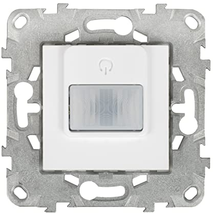 SCHNEIDER - Interruptor Automático Blanco Unica Déco - Mecanismo de Plástico - 250V, IP21 - Montaje Empotrado - Para Pasillos y Escaleras - Acabado Brillante - 60 x 60 x 35 mm