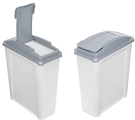 HOMION 25L Litre Plastic Indoor Dry Food Storage Recycling Waste Bin with Lid for Home Kitchen Light Grey Lid Rubbish Recycle Bin