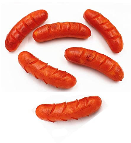 LONG XIN SERIES 6 PCS Lifelike Artificial Hot Dogs Fake Sausage Artificial Food Model for Fast Food Windows Photography Prop Diner Decor Decoration Sample Display Kitchen Home (3.94x1.18 Inch)