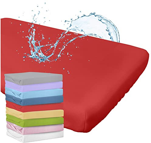 WhizProducts Spannbettlaken mit integriertem Matratzenschoner 60 x 120 cm (Rot) für Babybett