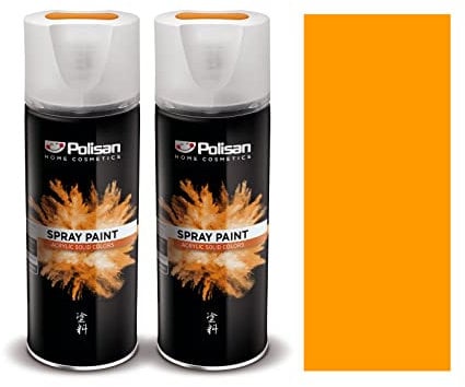 Polisan Spray Paint | Melon Yellow | Perfect for Radiator, Plastic, Fabric, Metal, Wood, Bike, Marking | 2 x 400ml | RAL 1028 | Double Pack