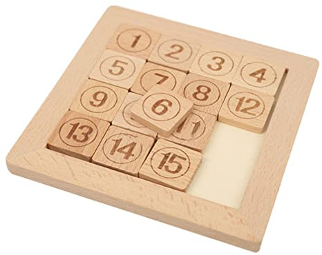 Toddmomy Holz Schiebepuzzle Kinder Mini Zahlenpuzzle | Khaki Farbe, 12.5 X 12.5 X 0.7 cm, Für Zuhause Schule Und Klassenzimmer