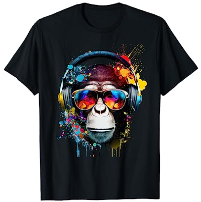 DJ Monkey Affen mit Sonnenbrille T-Shirt