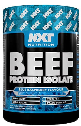 NXT Beef Protein Isolate 540g - High Protein Powder in Natural Amino Acids - Paleo, Keto Friendly - Dairy and Gluten Free | 540g (Blue Raspberry)