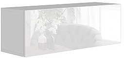 BROMARKT Premium Klapp-Hängeschrank 105x35x32 cm - Hängeschrank für Wohnzimmer, Schlafzimmer - Wandschrank Hängend - Platzsparende Hängeschränke - Hochglanz - Weiß