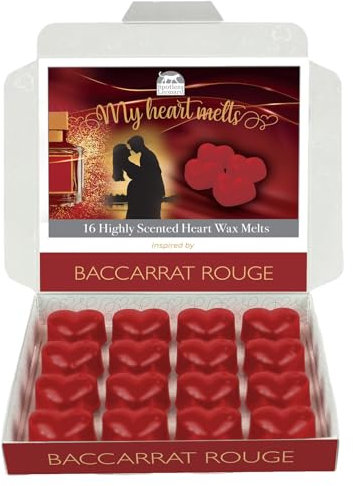Baccarat Rouge Wax Melts – 16 x 5 g herzförmiger, köstlicher Duft in einer eleganten Geschenkbox – Spotless Leopard – Aromatisches Geschenkset – hergestellt in Großbritannien