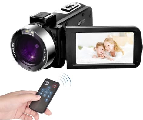 30FPS Videokamera mit 3,0 Zoll IPS Bildschirm, Camcorder IR Nachtsicht, Vlog Kamera 18 Fachem Digitalzoom Webcam mit Fernbedienung für Reisen Hochzeiten