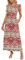 AUSELILY Damen Kurzarm Plissee Lässige Blumen Maxikleider mit Taschen Rundhalsausschnitt Freizeit Strandkleid Locker Rot Böhmen XXL