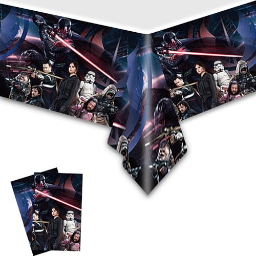 Omto 2pcs Star Wars Tablecloth Disposable Tablecover Birthday Party Supplies and Decorations for Kid Boy Baby Shower Rectangle Tables 70X42,2 Pack
