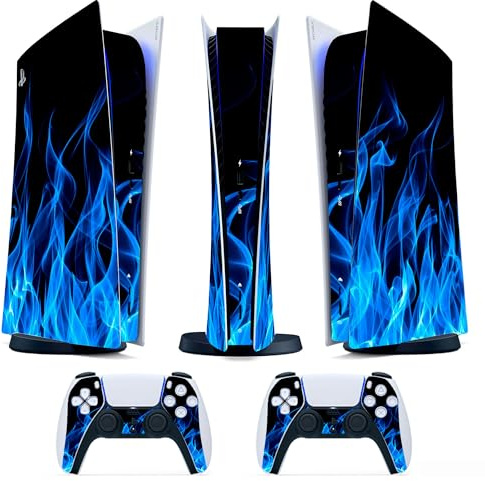 Skin Adesiva - Compatibile per PS5 - Cover per personalizzare la Console - Pellicola in Vinile Removibile - Qualità HD Satinata Opaca (Digital, P5-D006 - blu flame)