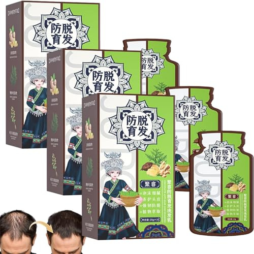 Ginger Plant Hair Growth Shampoo Bar - Anti Hair Loss Treatment and Regrowth Formula (3 Box)