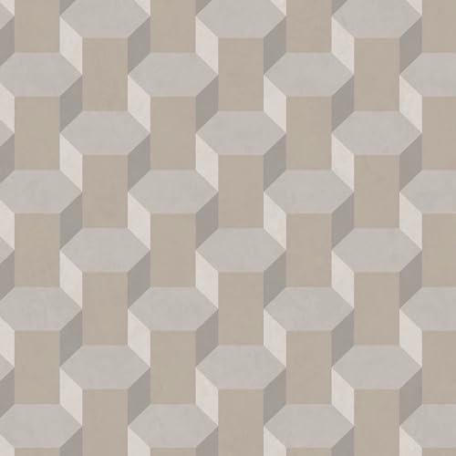Sublime Vintage Geometrics Neutral Geometric Wallpaper - Natural Wallpaper - Paste The wall - Contemporary Vintage Geometric Hexagonal textured vinyl design - Feature or 4 wall design