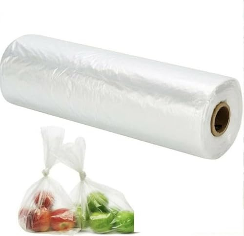 Generic Clear Plastic Food Storage Bags On A Roll, Rectangular, Disposable, Plastic, Self Seal, Leak-Resistant, Freezer Safe, 19cm x 19cm, 1 Count