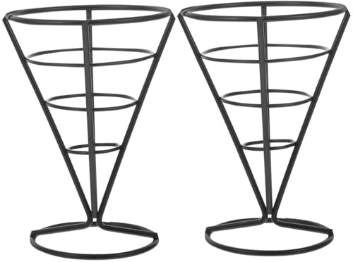 TOPBATHY Edelstahl Pommes Frites Ständer 14.50X20.67X4.13 Zoll Snack Kegelkorb Für Pommes Gebratenes Huhn Und Chips Servierständer Für Zuhause Café Und Restaurant