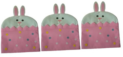 PRETYZOOM 3St Stuhlschutz für Ostern Rückenbezüge für Kinderstühle Hauszubehör Hausgeräte stuhlhussen Ostern Osterstuhlbezug Kaninchen Stuhl Abdeckung Stuhlrückseite Küken Lieferungen Rosa