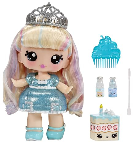 Yummiland Large Doll und Num Nom Lipgloss Pet - Callie Birthday Cake and Sprinks - Duftende Puppe mit DIY Lipgloss-Set - Geeignet für Kinder ab 4 Jahren
