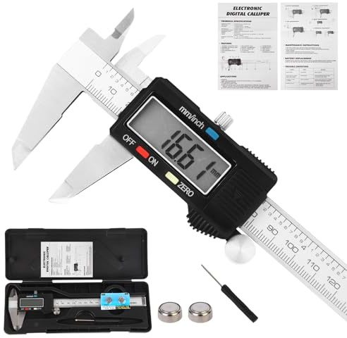Strumento di misurazione digitale, calibro a corsoio digitale in acciaio inox, micrometro con grande schermo LCD, funzione di spegnimento automatico, conversione millimetrica in pollici, strumenti per