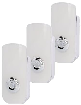 UNITEC LED-Nachtlicht mit Bewegungsmelder und Dämmerungssensor und integriertem Akku und Taschenlampen-Funktion, 3 Stück, Weiß