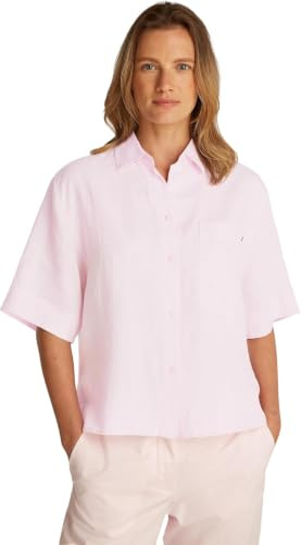 Tommy Hilfiger Damen ESS Linen Relaxed S/S Shirt Ww0ww44720 ESS Linen Relaxed S/S Shirt WW0WW44720 (1er Pack)