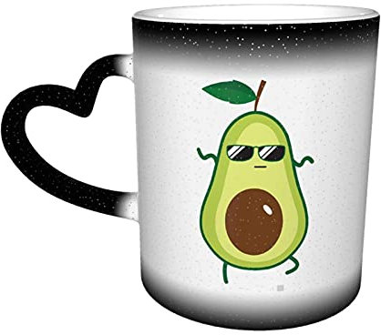 Oudrspo Tasses drôles à changement de chaleur, illustration de danse d'avocat mignonne tasse à changement de couleur sensible à la chaleur personnalisée tasse à thé au lait tasses à café magiques