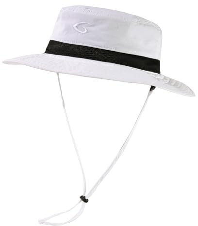 TOP-EX Sonnenhut mit breiter Krempe, Unisex, LSF 50, wasserdicht, verstellbar, atmungsaktiv, für Outdoor-Abenteuer, Wandern, Angeln, Safari, leicht verstaubar Weiß M/L