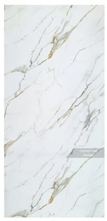 AMON Wandpaneele 122x244cm in Marmor- und Granitoptik (Carrara Gold), Wandverkleidung aus PVC, für Innen- und Außenbereich, Geschäftsräume, moderne Designlösung
