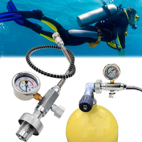 Mocoli Adaptador para Botella De Buceo, Conector Hinchable con Manguera De 50cm para Buceo ConexióN DIN 400 Bar para Recarga De Aire Pcp
