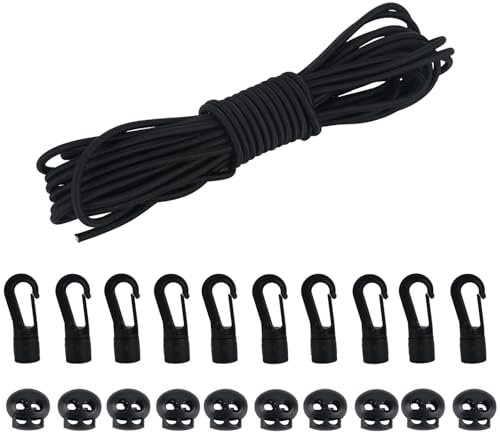 Corde en Caoutchouc 5 mm 10 m Noir Tendeur Élastique Corde Elastique, Elastique bache remorque, Corde d'extension, Bande élastique, Sandow, tendeur Elastique, Cordon Elastique pour bache Piscine