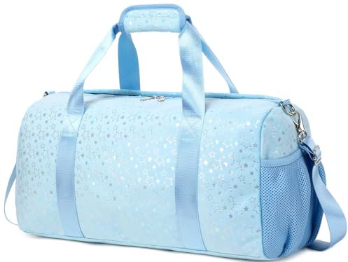 Sac Sport Enfant Sac de Danse Fille Sac Polochon Sac de Voyage Enfant avec Compartiment à Chaussures et Poche Humide