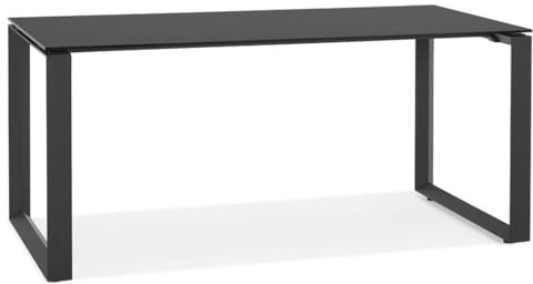 Schwarzer Glastisch | Eleganter Computertisch fürs Büro | Schreibtisch mit Metallrahmen 160 x 80 cm | Moderner Arbeitstisch | Stabile Tischplatte | XERAL Kollektion