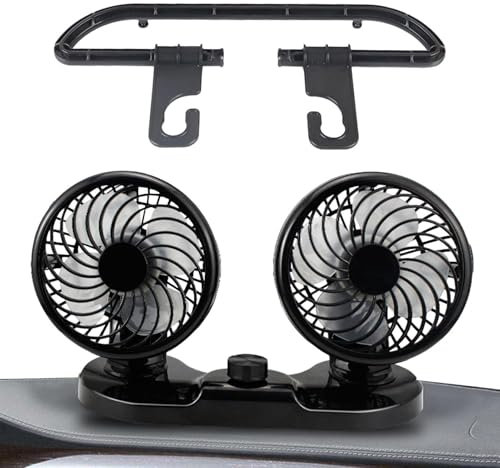 Yianyal Double Cooling Car Fan | Mute Car Seat Cooler,Portable AC And Air Conditioner, Travel Fan, 360° Rotatable For Desktop, Boat, Golf Cart, SUV, RV