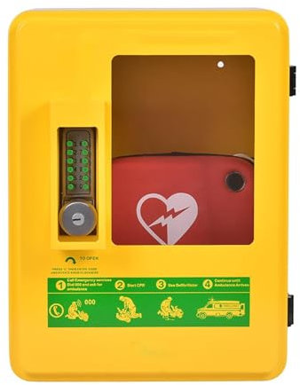 SXTYFBB AED-Defibrillator-Aufbewahrungsschrank, intelligentes Passwortschloss, Eckdesign für mehr Sicherheit, für Zuhause, Büro, Krankenpflege, Bus, an der Wand montierte AED-Alarmbox aus Stahl,